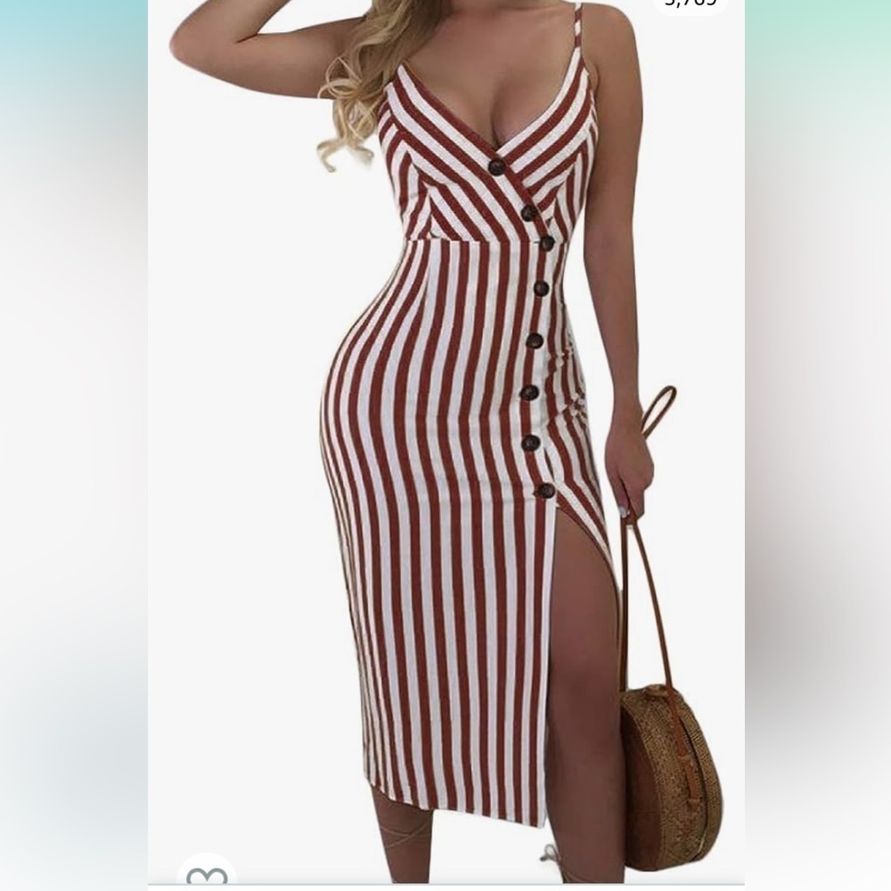 $19 clearance sale New Joteisy Spaghetti Strap V Neck Button Down Backless Tie M